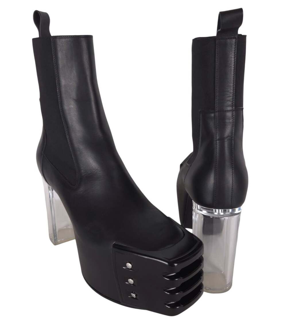 Rick Owens Grilled Kiss Boots US 11 EU 44 Mens Black Clear Transparent $2885